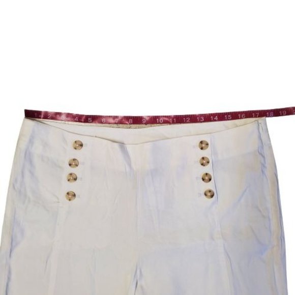 J.Jill Women's White Linen Stretch Sailor Button Wide Leg Crop Pants Size 16 NWT - Picture 8 of 15